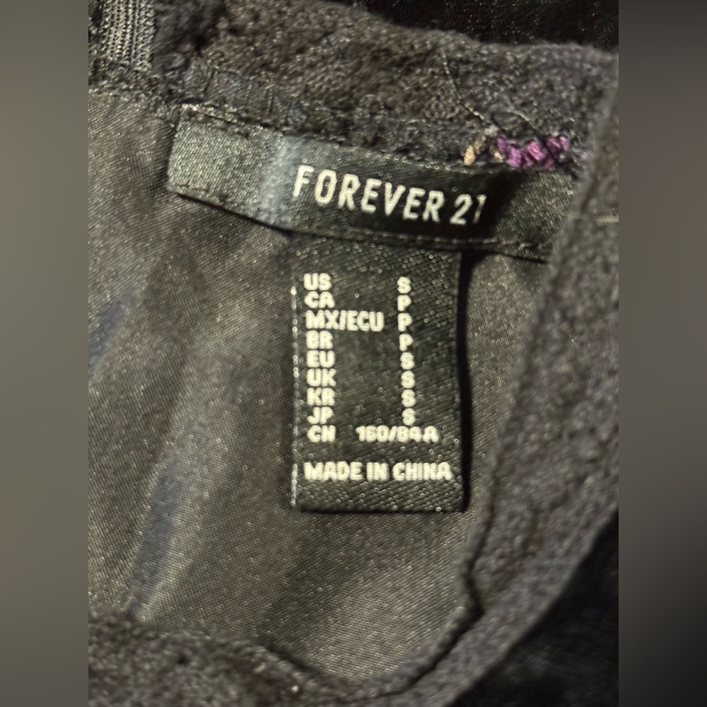 Forever 21 Black Floral Whimsigoth Long Sleeve Dress Small - Picture 9 of 9